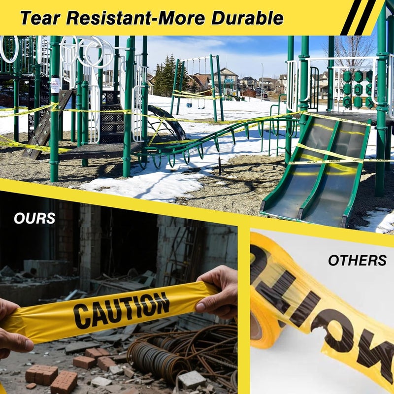 SWRT 3 Rolls Premium Yellow Caution Tape, 3 Inch x 1000FT(Total 3000FT) Bright Hazard Tape with Bold Black Text for Danger Zones/Sporting Events, Construction Tape for Crime Scenes/Halloween Decor - Image 5
